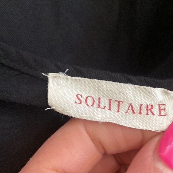 Solitaire black v neck shirt with pink, blue, orange embroidery. XL - Picture 6 of 8